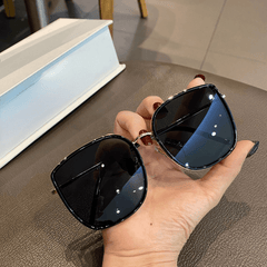 Square Metal Sunglasses Large Mirror Lens UV400