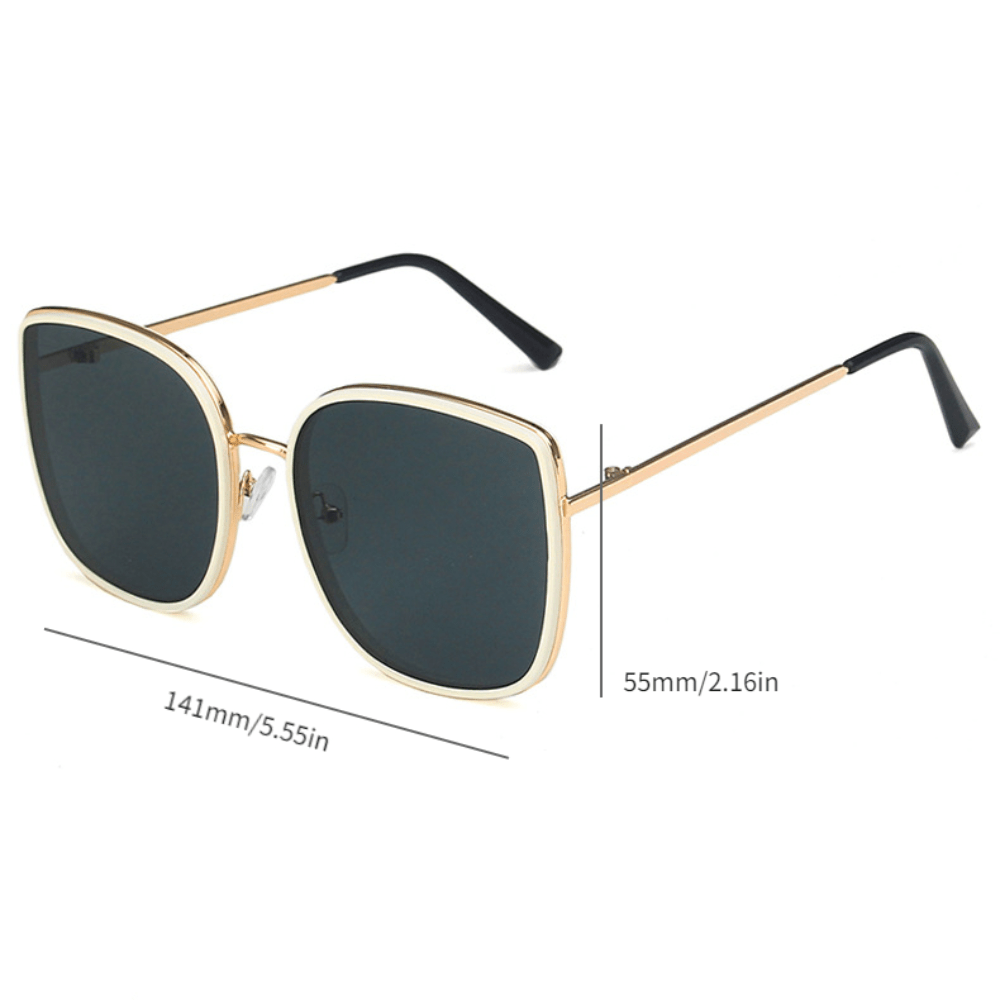Square Metal Sunglasses Large Mirror Lens UV400