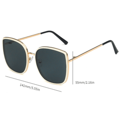 Square Metal Sunglasses Large Mirror Lens UV400