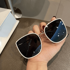 Square Metal Sunglasses Large Mirror Lens UV400