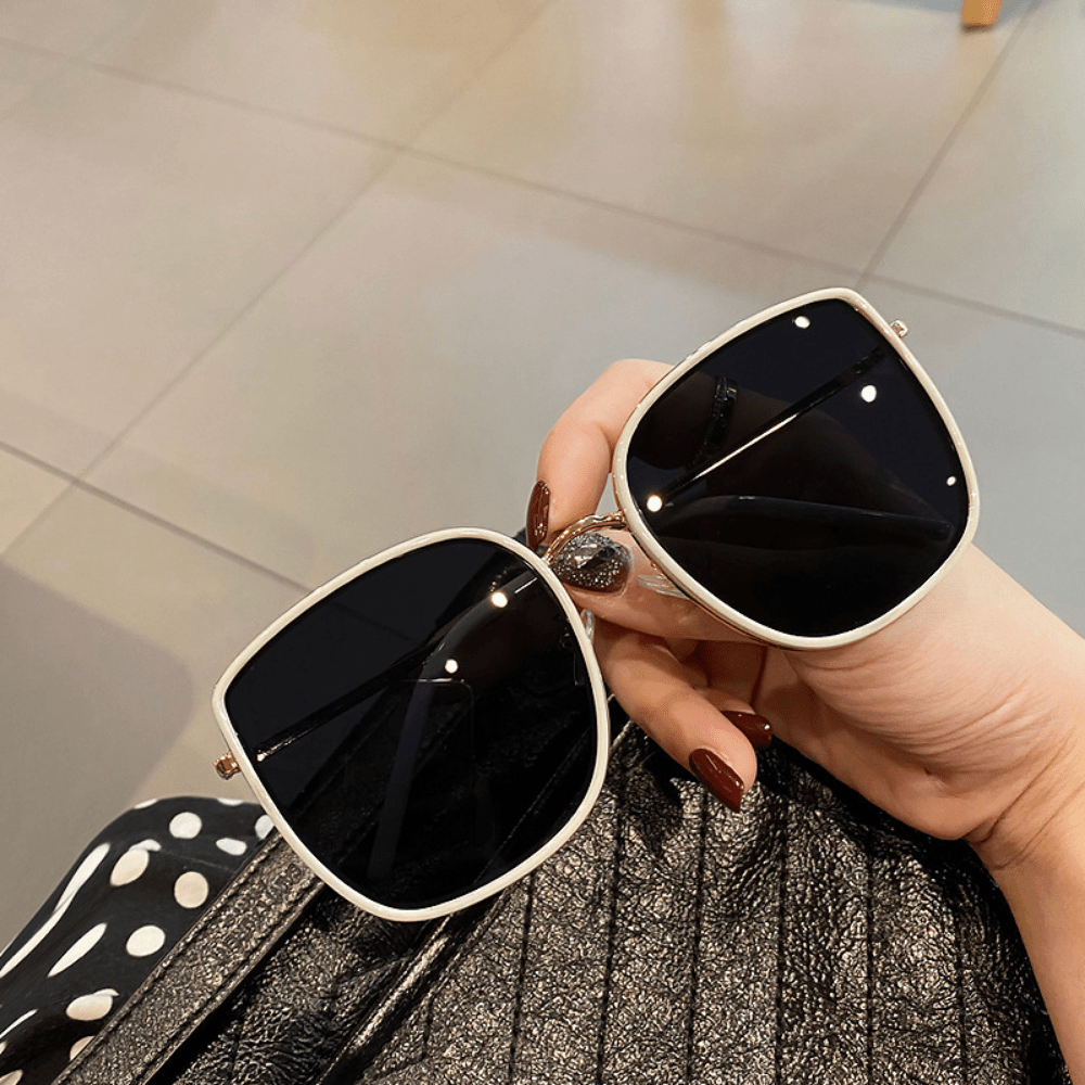 Square Metal Sunglasses Large Mirror Lens UV400