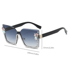 Rhinestone Rimless Sunglasses for Women Gradient UV400