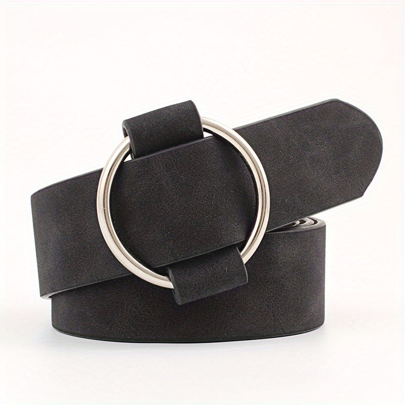 Smooth Buckle Circle Wide Leather Belt for Girls Children