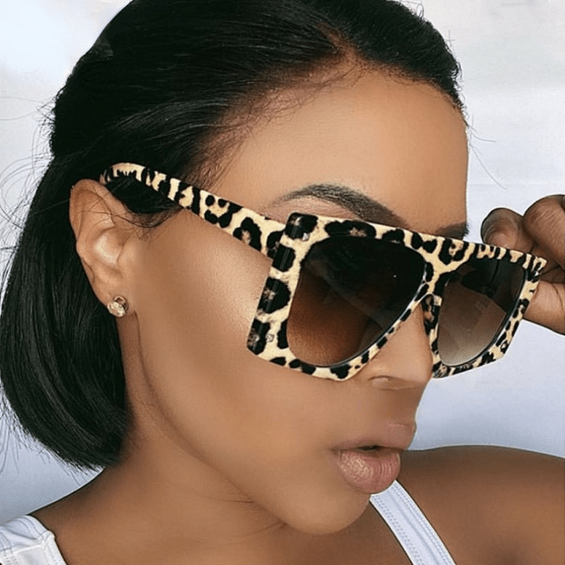 Leopard Snake Print Sunglasses Oversized Gradient Glasses UV400