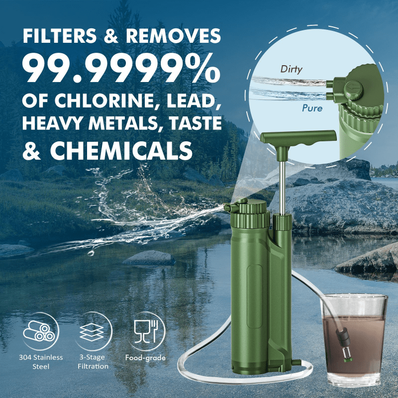 Portable Hand Pump Water Purifier Filter for Camping