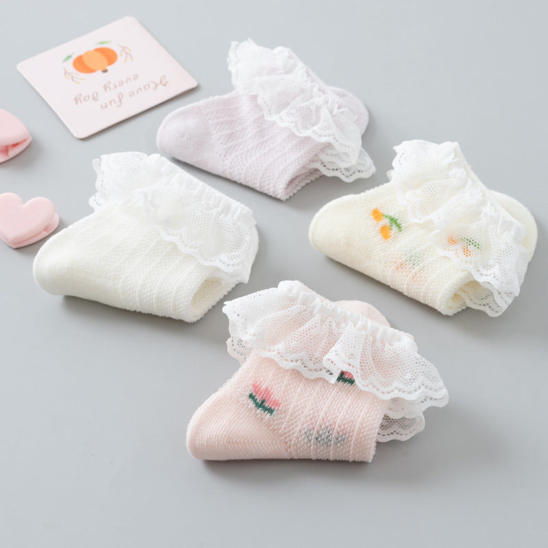 4 Pairs Lace Ruffle Socks for Baby Girls Kids Toddlers Children