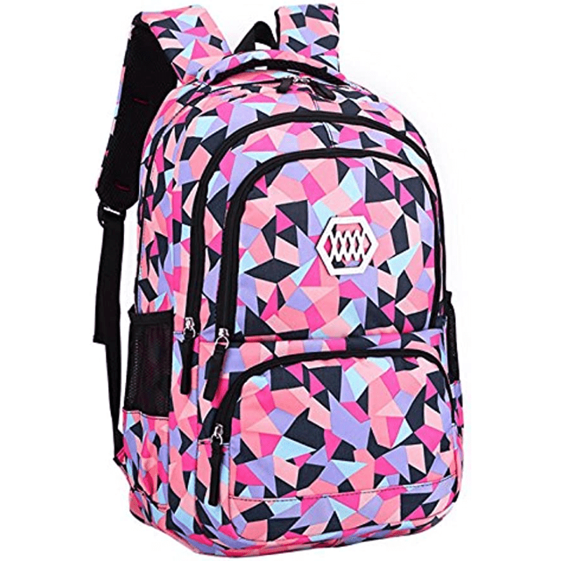 Geometric Printed School Backpack for Girls