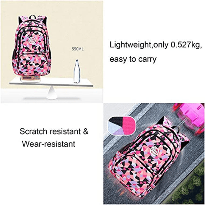 Geometric Printed School Backpack for Girls