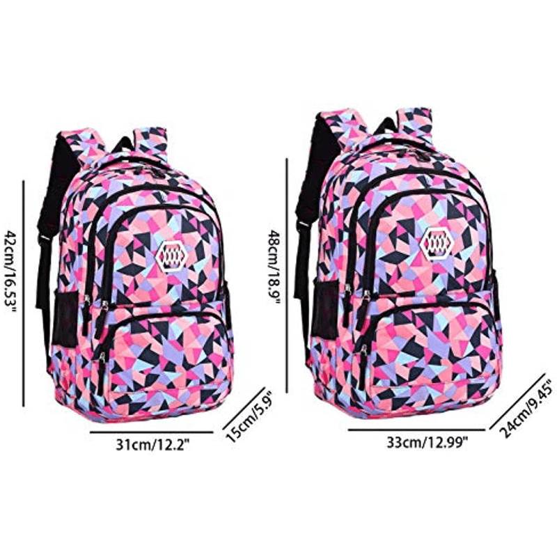 Geometric Printed School Backpack for Girls