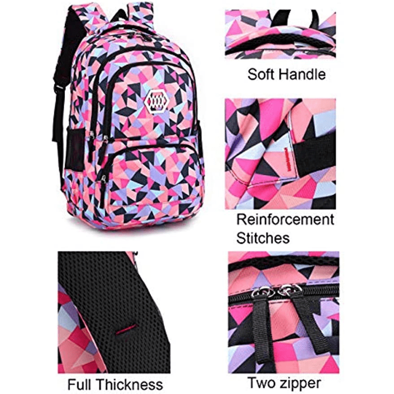 Geometric Printed School Backpack for Girls