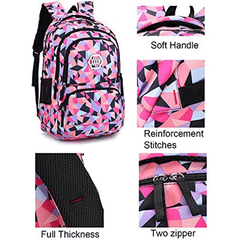 Geometric Printed School Backpack for Girls