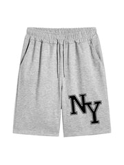 NY Print Men's Comfy Drawstring Shorts Summer Clothing