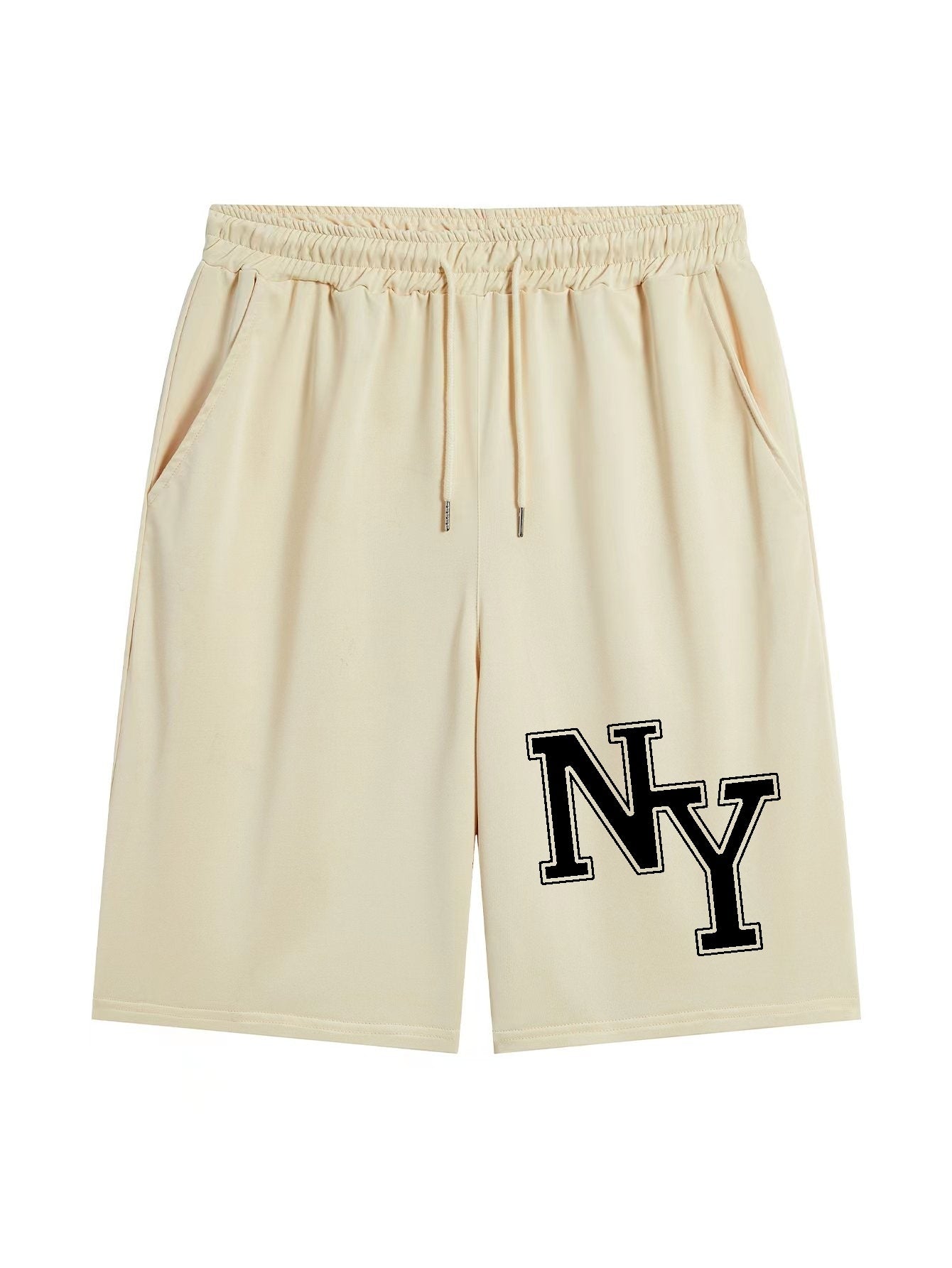 NY Print Men's Comfy Drawstring Shorts Summer Clothing