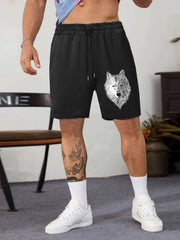 Wolf Pattern Men's Comfy Loose Drawstring Shorts