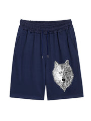 Wolf Pattern Men's Comfy Loose Drawstring Shorts