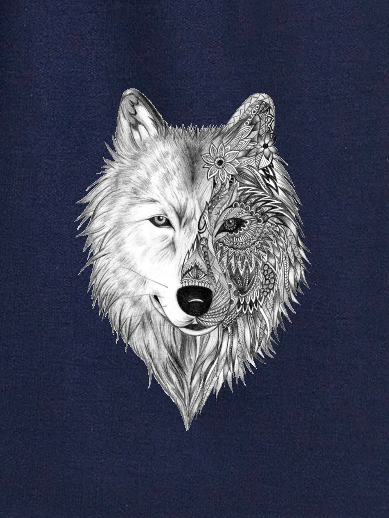 Wolf Pattern Men's Comfy Loose Drawstring Shorts