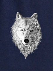 Wolf Pattern Men's Comfy Loose Drawstring Shorts