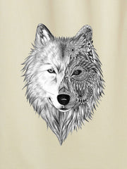 Wolf Pattern Men's Comfy Loose Drawstring Shorts