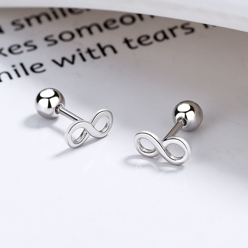 S925 Infinity Symbol Number 8 Stud Earrings