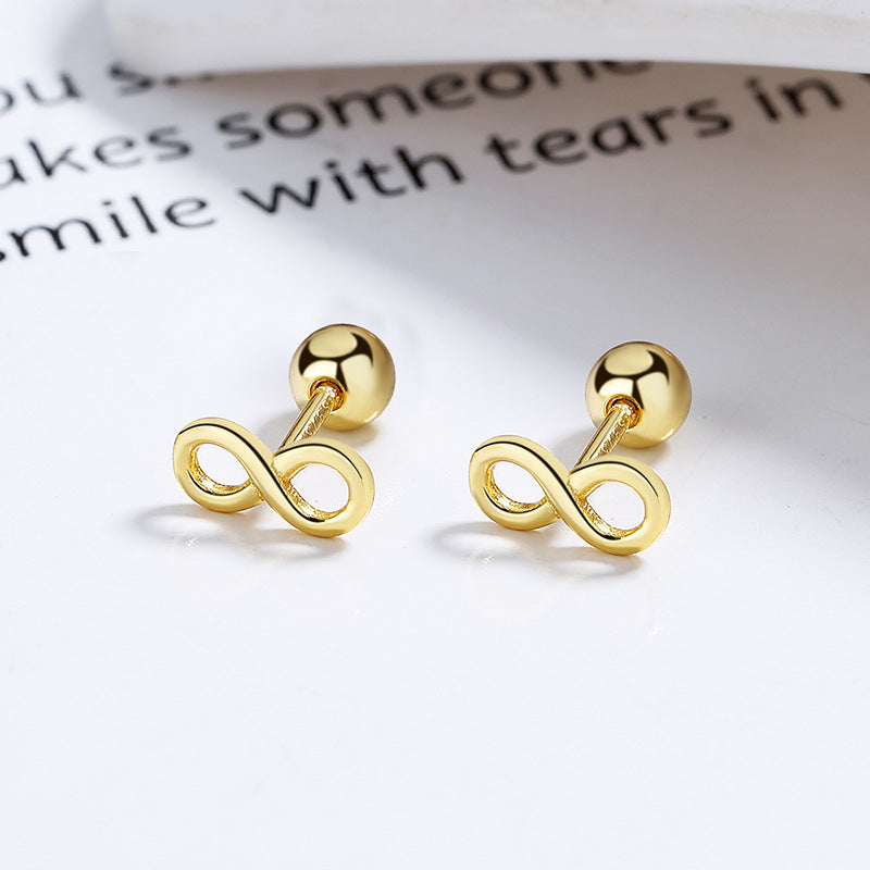 S925 Infinity Symbol Number 8 Stud Earrings