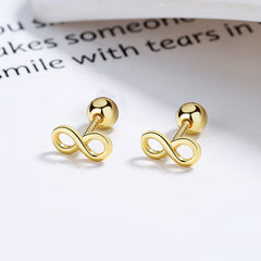 S925 Infinity Symbol Number 8 Stud Earrings
