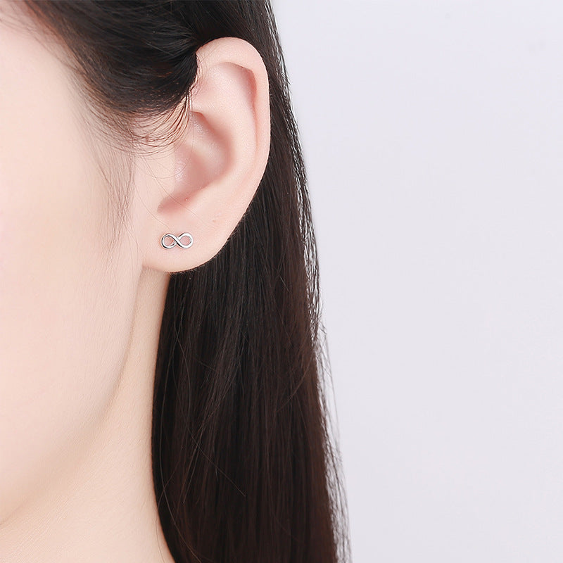 S925 Infinity Symbol Number 8 Stud Earrings