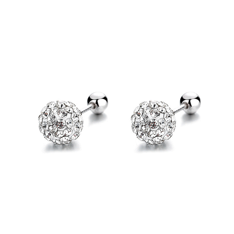S925 Silver Red Ball Earrings Zircon Thread Bead Earrings Girls Jewelry