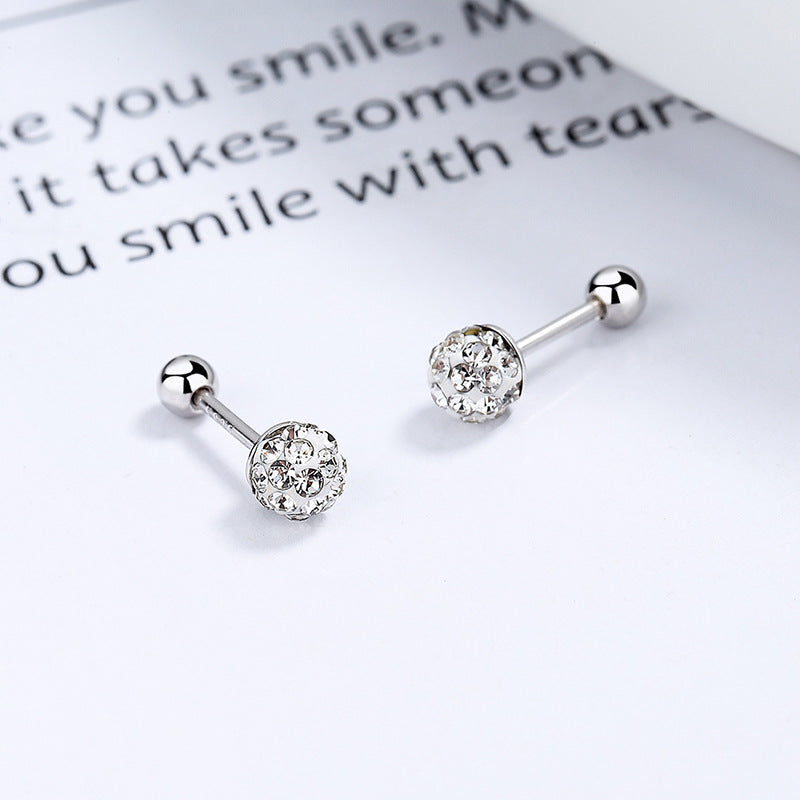 S925 Silver Red Ball Earrings Zircon Thread Bead Earrings Girls Jewelry