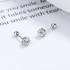 S925 Silver Red Ball Earrings Zircon Thread Bead Earrings Girls Jewelry
