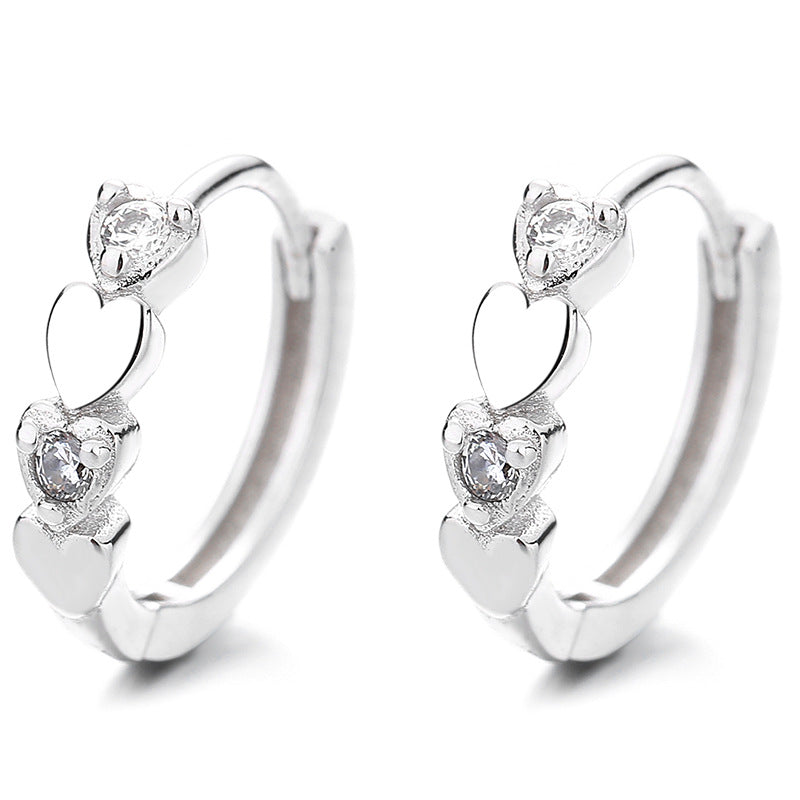 S925 CZ Heart Earrings For Girls