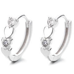 S925 CZ Heart Earrings For Girls