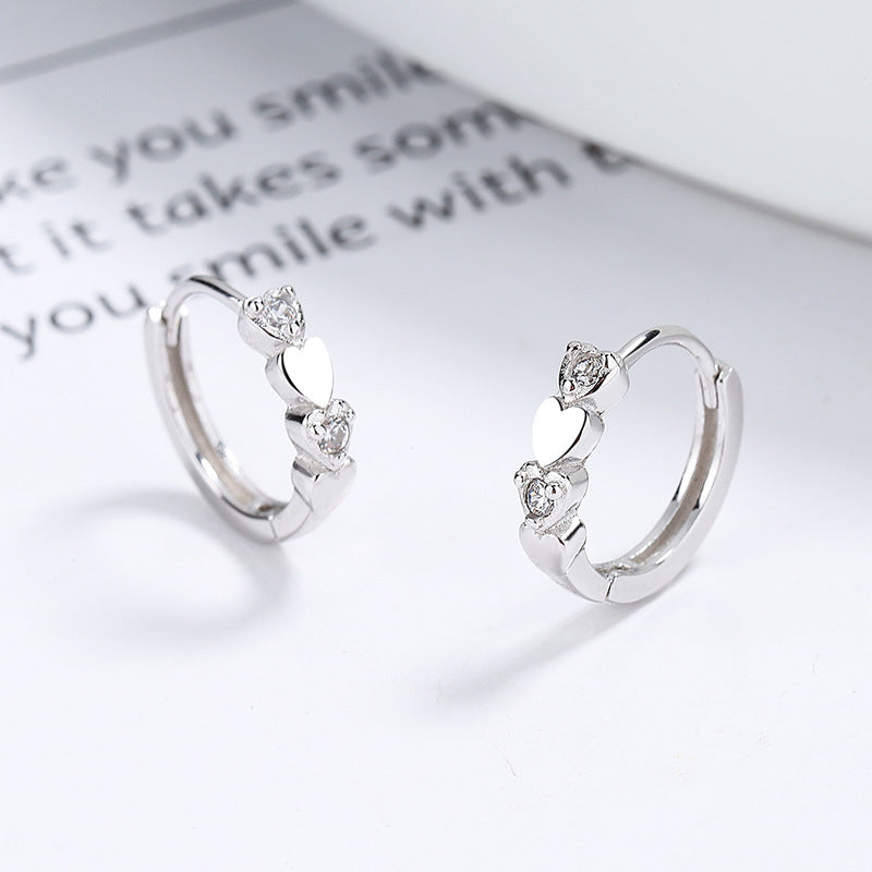 S925 CZ Heart Earrings For Girls