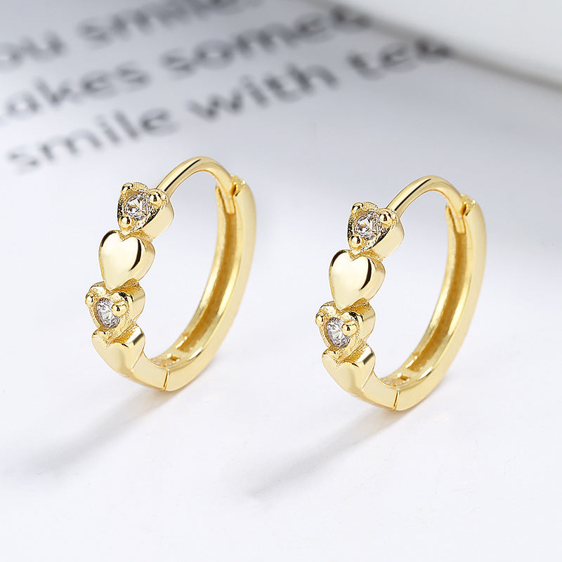 S925 CZ Heart Earrings For Girls
