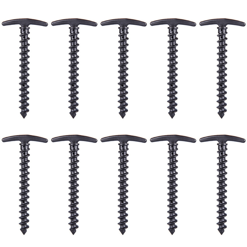10pcs Tent Screw Stakes Plastic Threaded Nails for Camping
