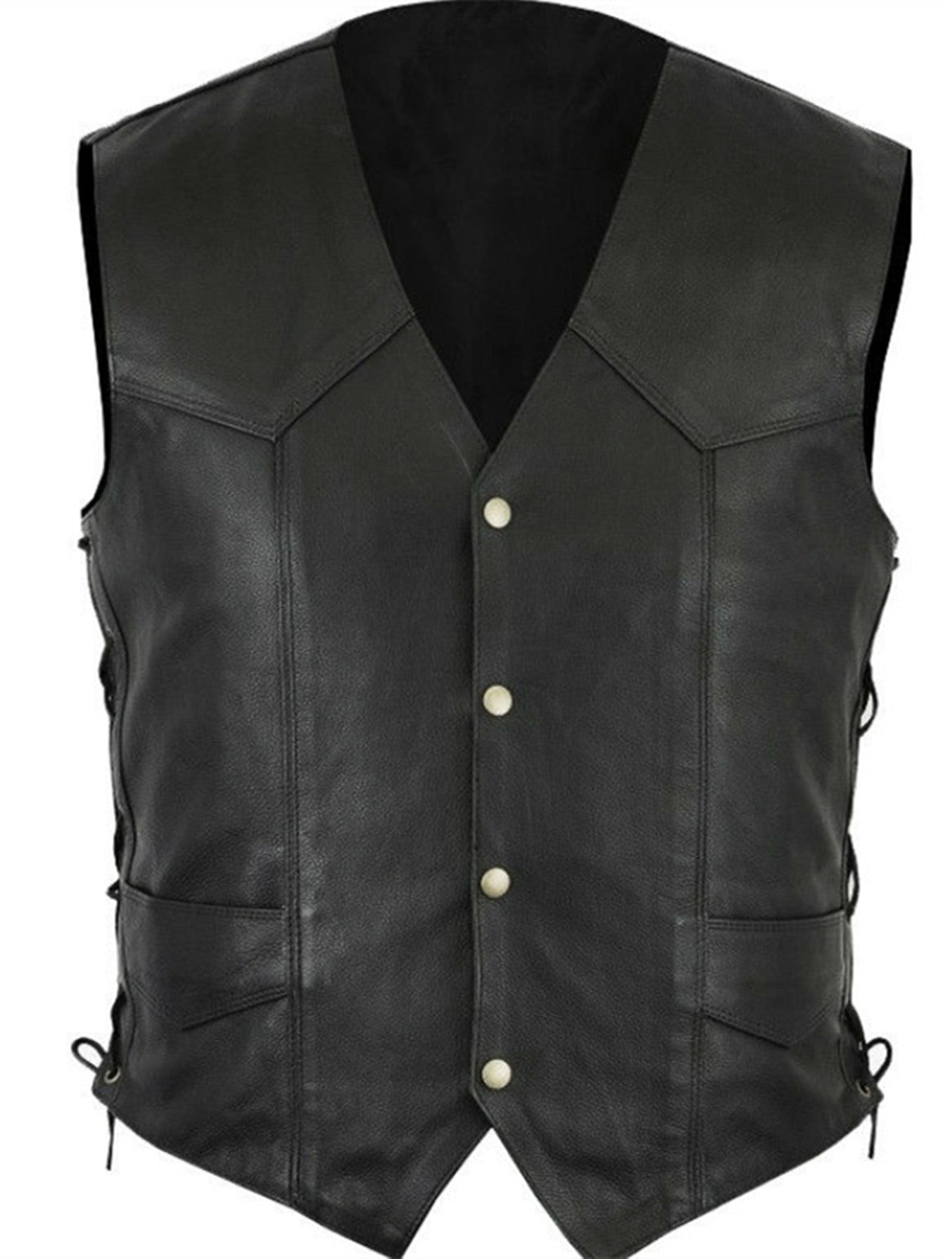 Men's Vintage Style Faux Leather Vest V-Neck Spring Fall