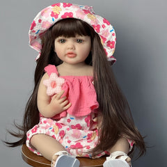 Red Dressed Princess Baby Doll with Long Hair Ideal for Bath & Bedtime Play