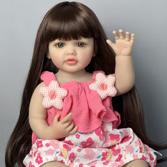 Red Dressed Princess Baby Doll with Long Hair Ideal for Bath & Bedtime Play