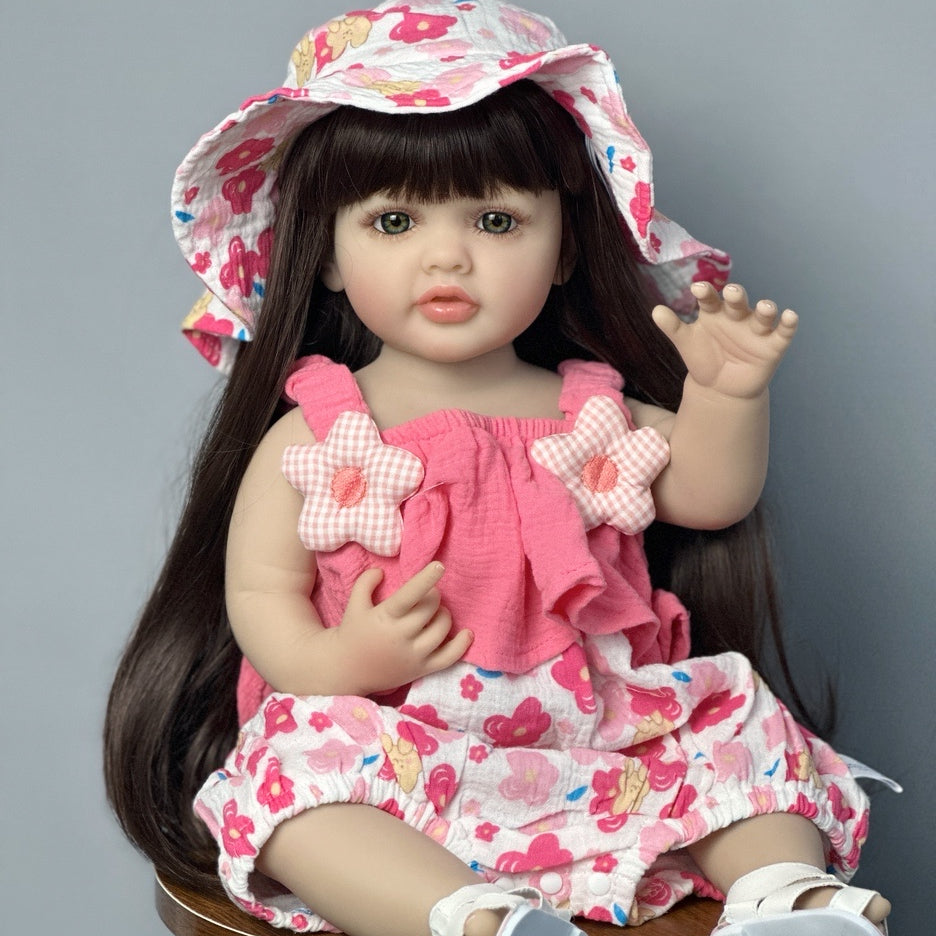 Red Dressed Princess Baby Doll with Long Hair Ideal for Bath & Bedtime Play