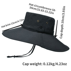 Men's Waterproof Wide Brim Bucket Hat with Chin Strap for Summer Fishing