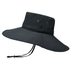 Men's Waterproof Wide Brim Bucket Hat with Chin Strap for Summer Fishing