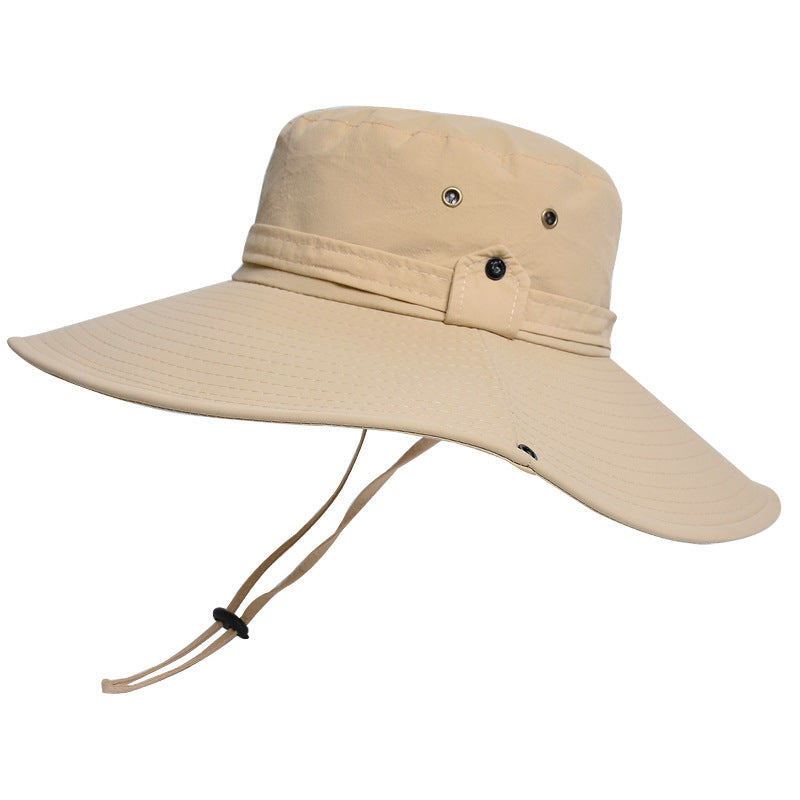 Men's Waterproof Wide Brim Bucket Hat with Chin Strap for Summer Fishing