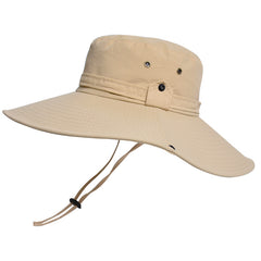 Men's Waterproof Wide Brim Bucket Hat with Chin Strap for Summer Fishing