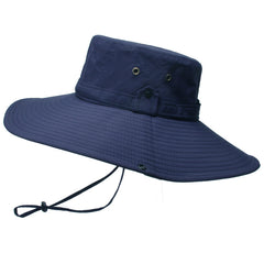 Men's Waterproof Wide Brim Bucket Hat with Chin Strap for Summer Fishing