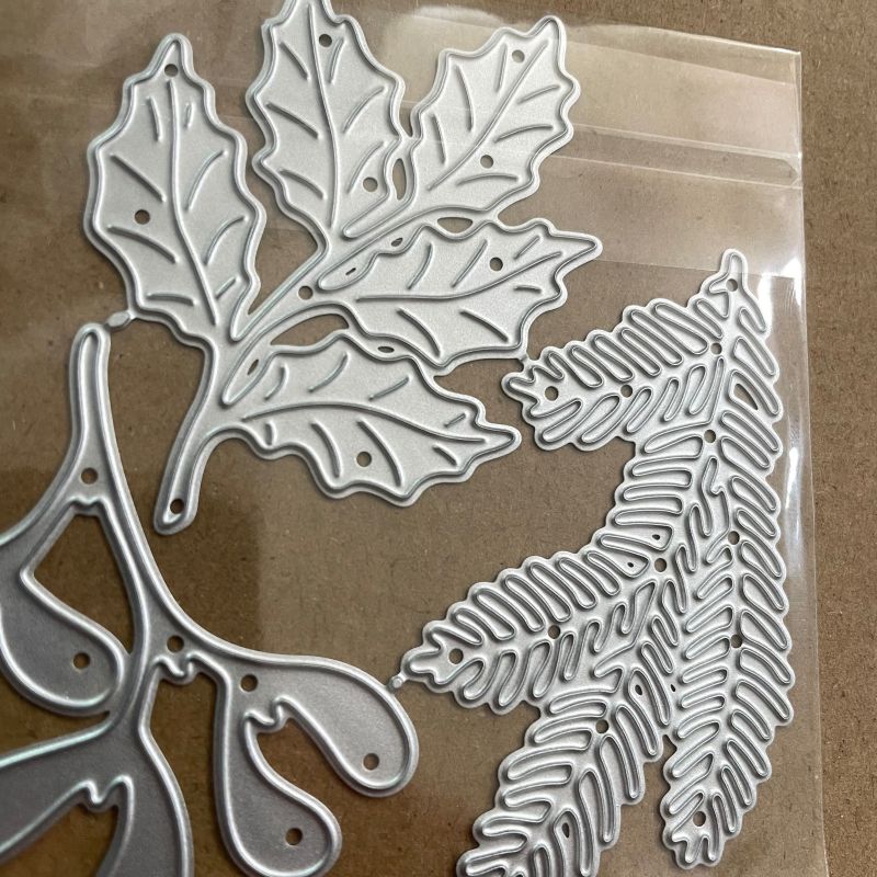 Holly Christmas Tree Branches Metal Cutting Die Scrapbook Embossed Template
