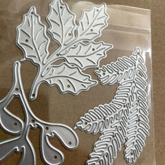 Holly Christmas Tree Branches Metal Cutting Die Scrapbook Embossed Template