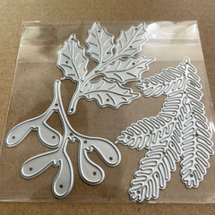 Holly Christmas Tree Branches Metal Cutting Die Scrapbook Embossed Template