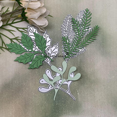 Holly Christmas Tree Branches Metal Cutting Die Scrapbook Embossed Template