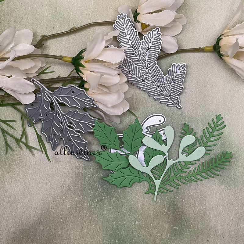 Holly Christmas Tree Branches Metal Cutting Die Scrapbook Embossed Template
