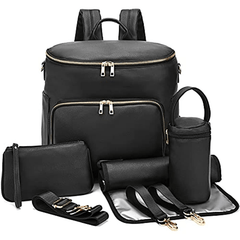 Stylish Leather Backpack for Women - Travel, Baby Care, Wet Clothes