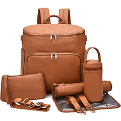 Stylish Leather Backpack for Women - Travel, Baby Care, Wet Clothes